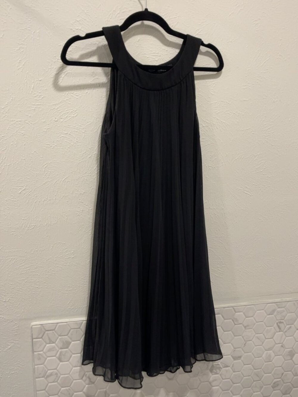 White House Black Market Black Pleated Chiffon Dress Size 8 WORN ONCE!!!
